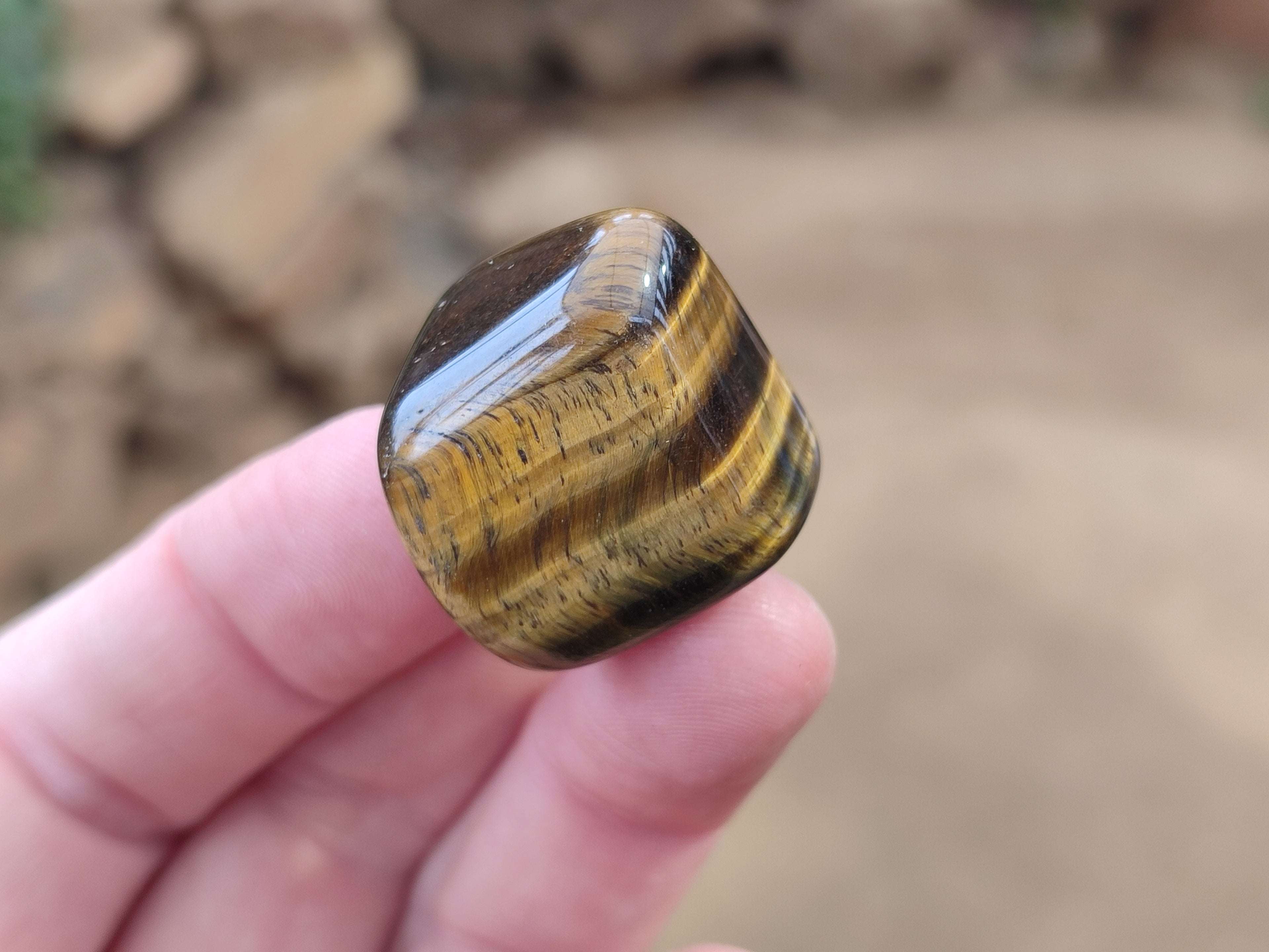 Polished Medium Blue and Gold Variegated Tigers Eye Tumble Stones - sold per KG - From South Africa - Toprock Gemstones and Minerals 