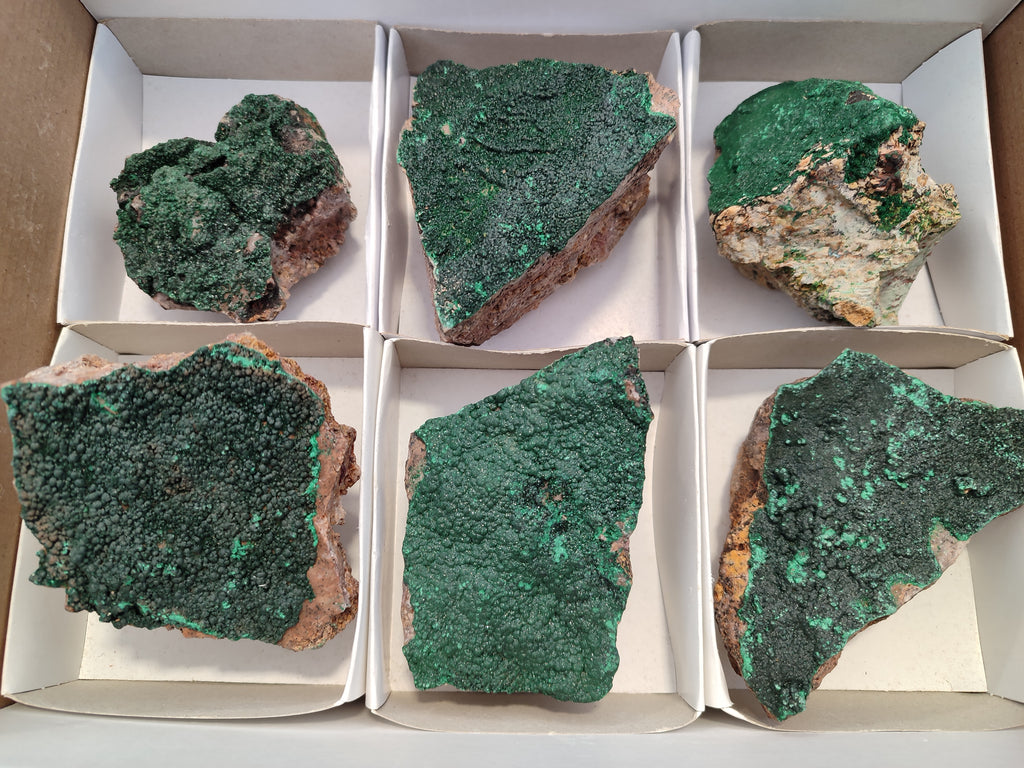 Natural Botryoidal Malachite Specimens x 6 From Tenke Fungurume, Congo - Toprock Gemstones and Minerals 