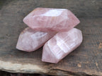 Polished Double Terminated Rose Quartz Points x 6 From Ambatondrazaka, Madagascar - Toprock Gemstones and Minerals 