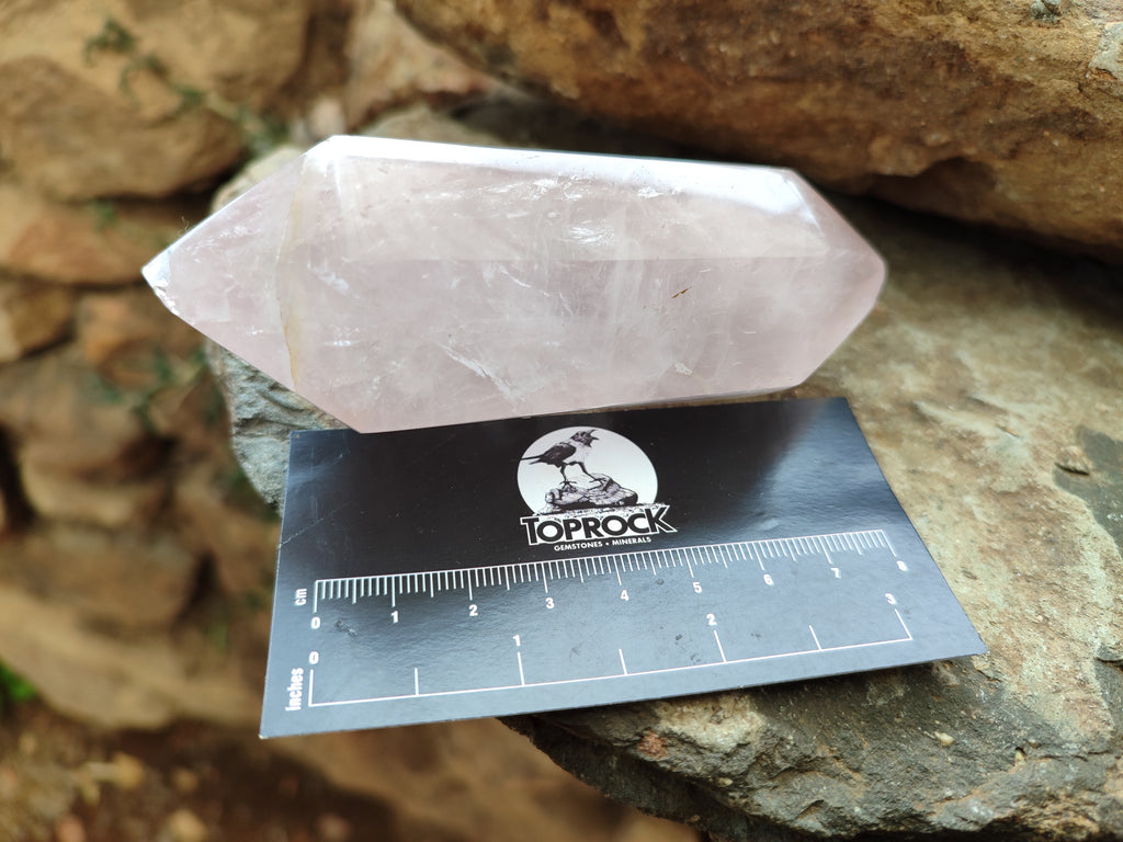 Polished Double Terminated Rose Quartz Points x 6 From Ambatondrazaka, Madagascar - Toprock Gemstones and Minerals 