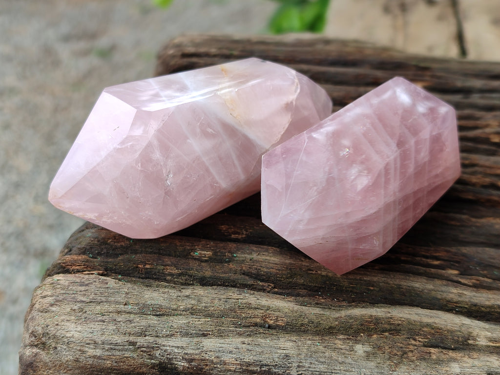 Polished Double Terminated Rose Quartz Points x 6 From Ambatondrazaka, Madagascar - Toprock Gemstones and Minerals 
