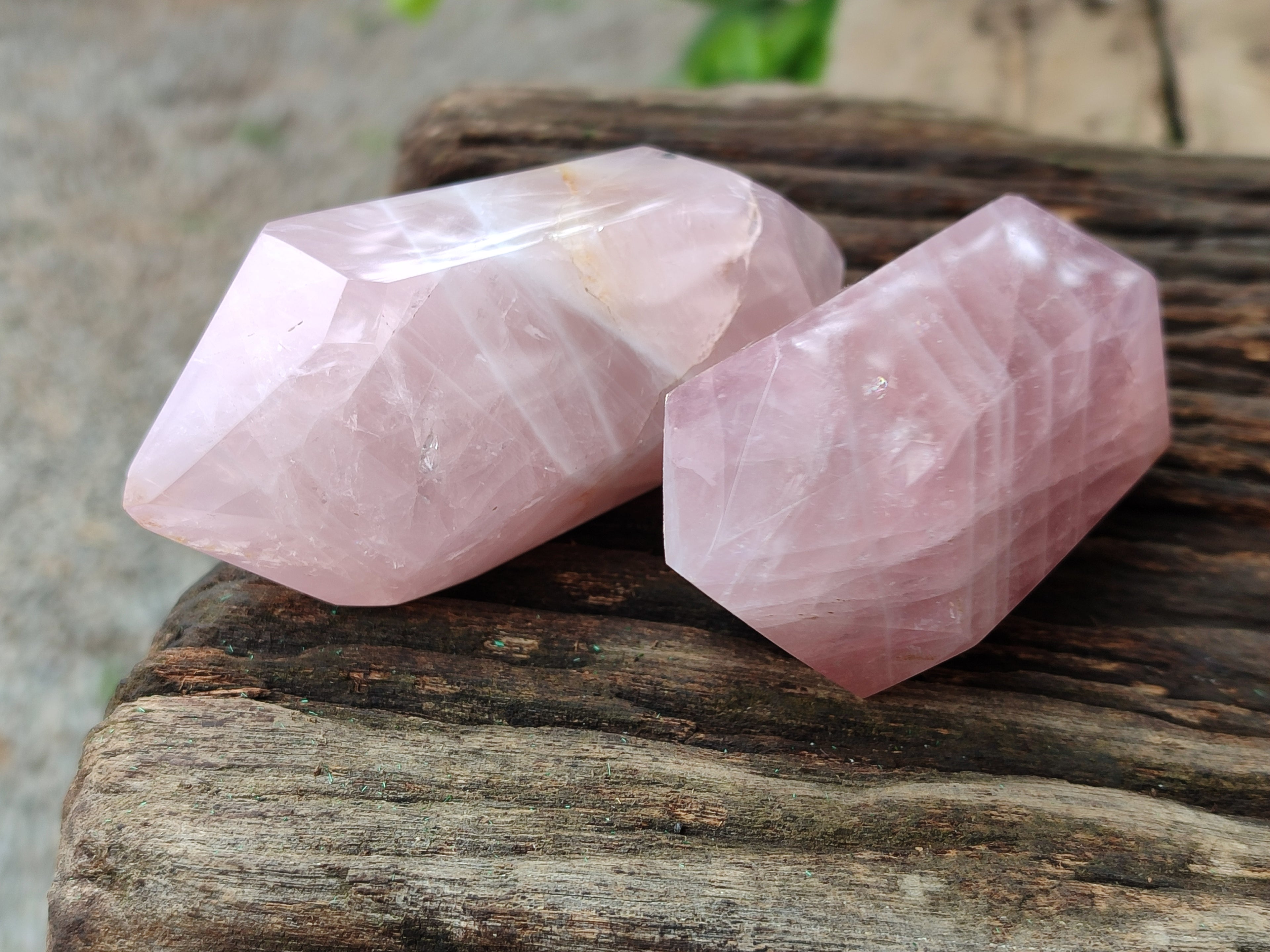 Polished Double Terminated Rose Quartz Points x 6 From Ambatondrazaka, Madagascar - Toprock Gemstones and Minerals 
