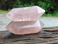 Polished Double Terminated Rose Quartz Points x 6 From Ambatondrazaka, Madagascar - Toprock Gemstones and Minerals 