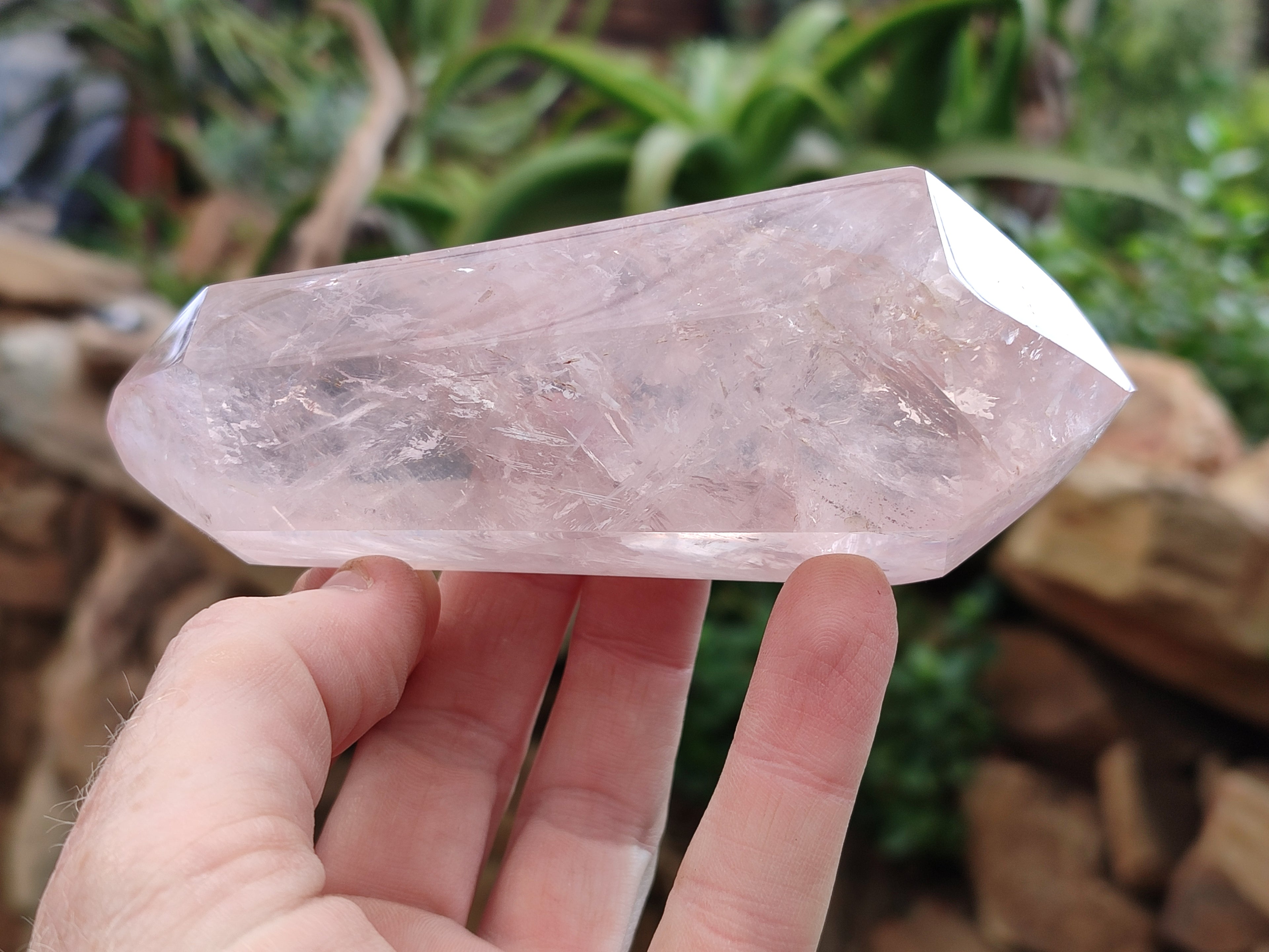 Polished Double Terminated Rose Quartz Points x 6 From Ambatondrazaka, Madagascar - Toprock Gemstones and Minerals 