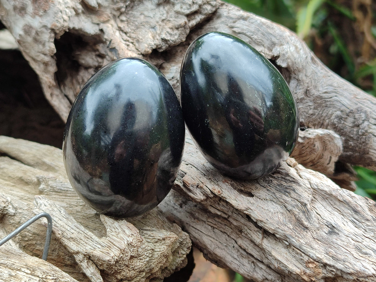 Polished Black Basalt Eggs x 12 From Antsirabe, Madagascar - Toprock Gemstones and Minerals 