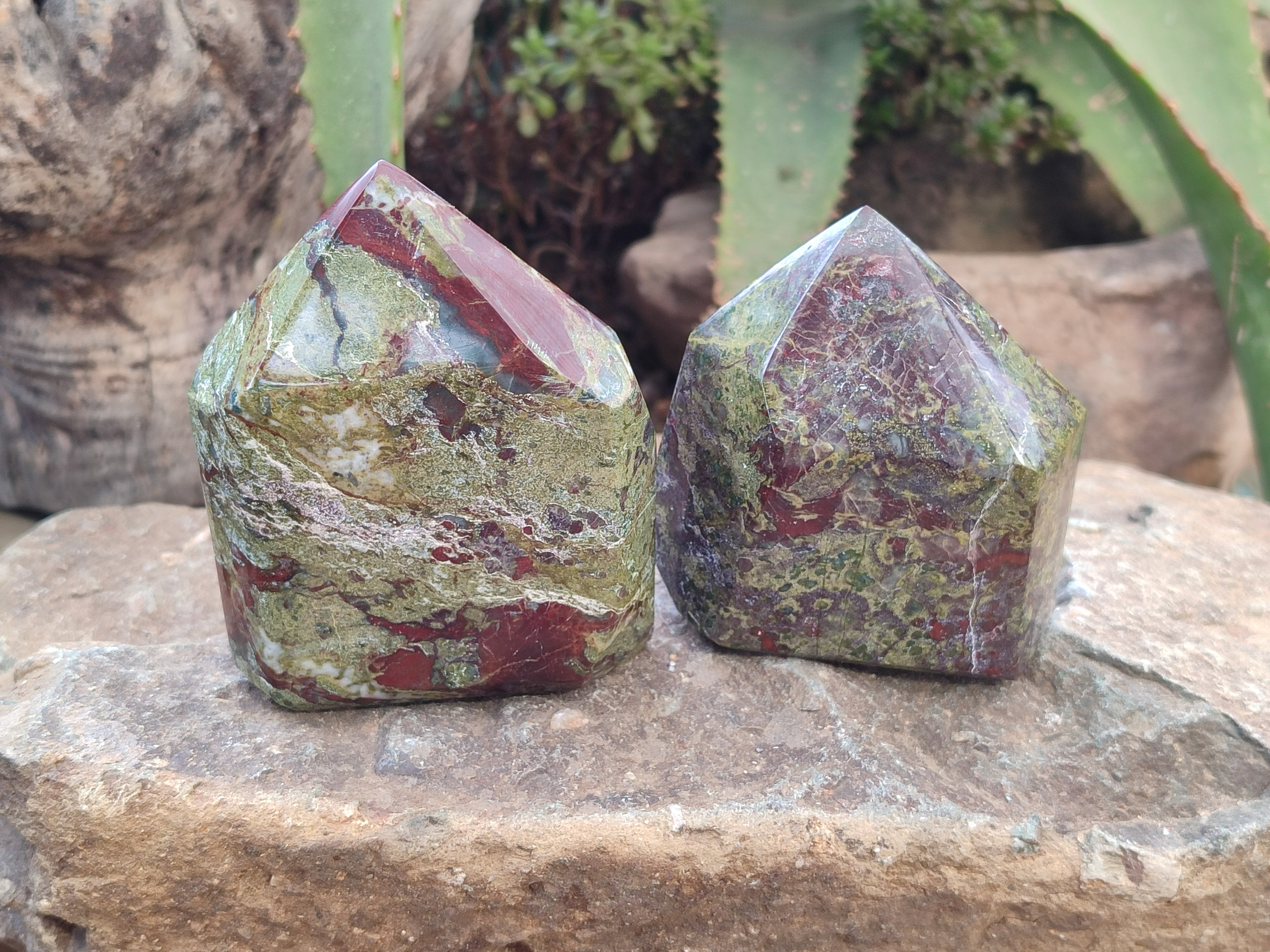 Polished Bastite Dragons Blood Point-Prism x 6 From Tshipise, South Africa - Toprock Gemstones and Minerals 