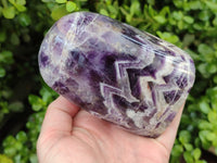 Polished Chevron Amethyst Standing Free Forms x 2 from Zambia
