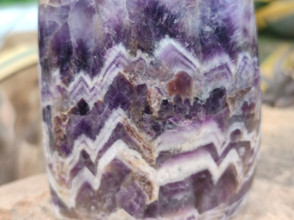 Polished Chevron Amethyst Standing Free Forms x 2 from Zambia - Toprock Gemstones and Minerals 