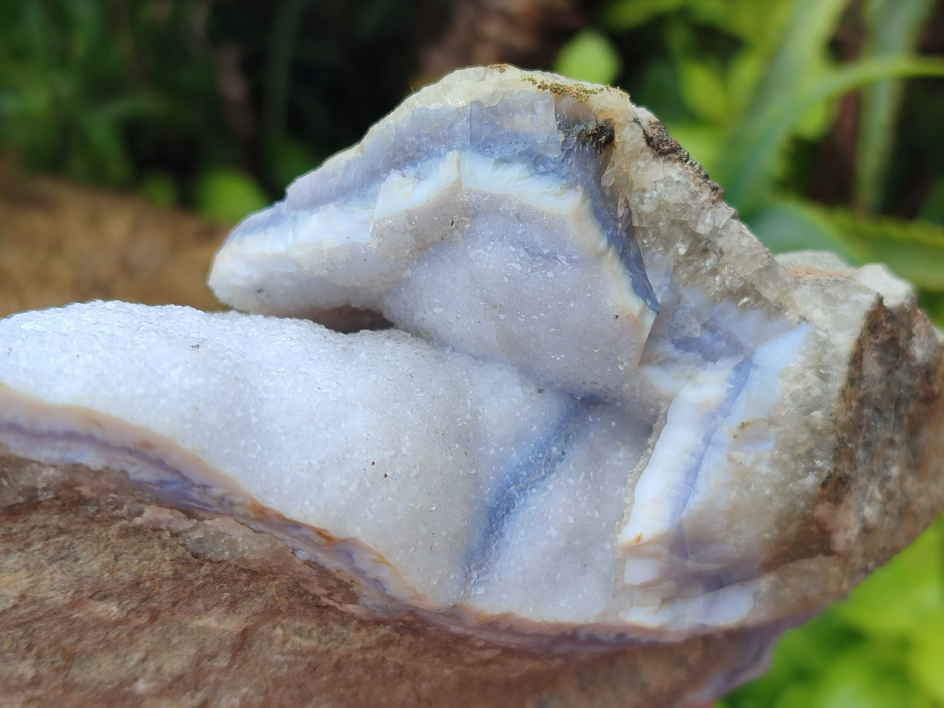 Natural Blue Lace Agate Geode Specimens x 3 From Nsanje, Malawi - Toprock Gemstones and Minerals 