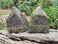 Polished Bastite Dragons Blood Point-Prism x 4 From Tshipise, South Africa - Toprock Gemstones and Minerals 