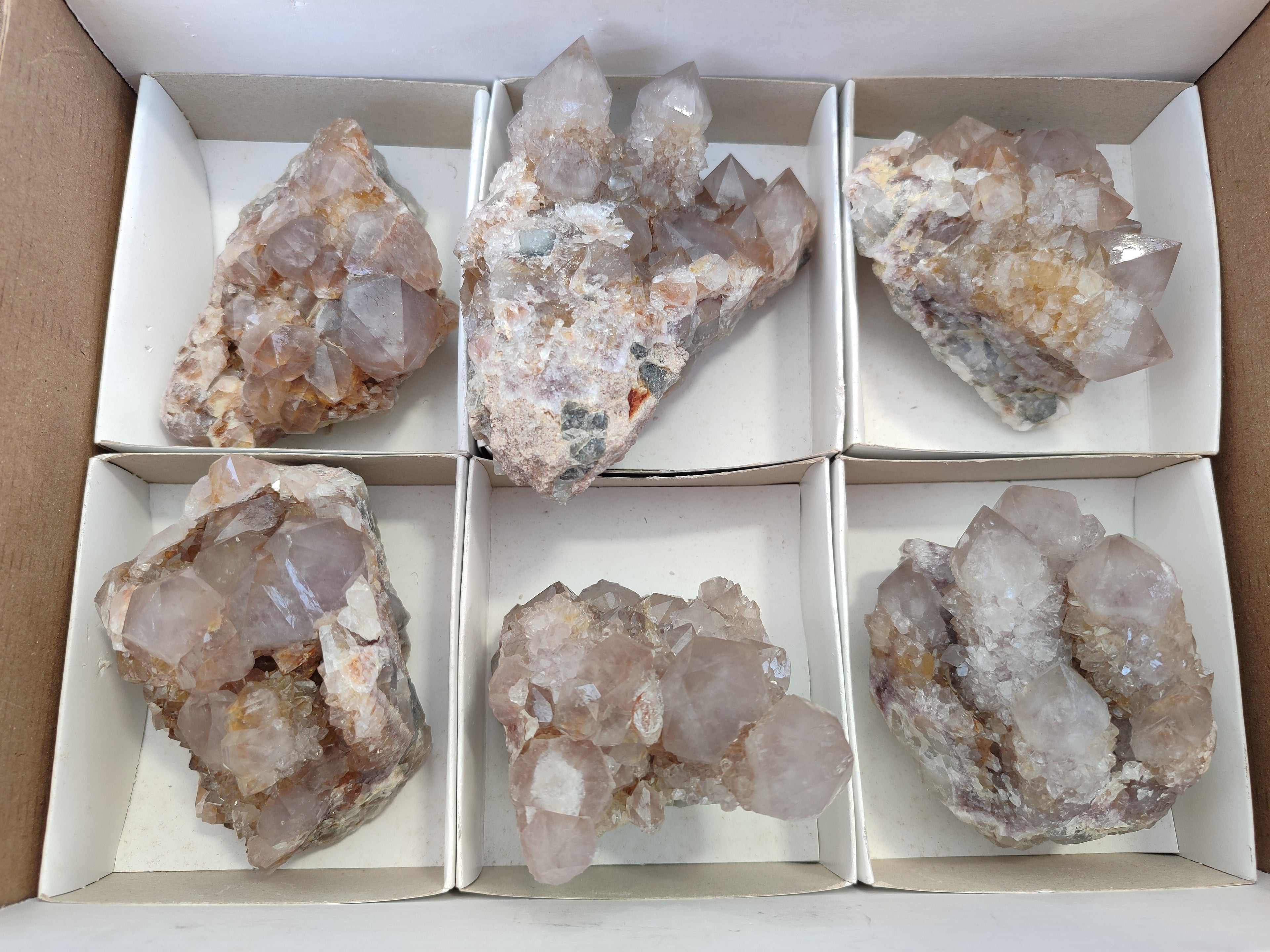Natural Smokey and Ametrine Spirit Quartz Clusters x 6 From Boekenhouthoek, South Africa - Toprock Gemstones and Minerals 