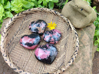 Polished Rhodonite Hearts x 4 From Ambindavato, Madagascar