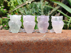 Polished Mini Rainbow Fluorite Owl Carvings - sold per item - From Uis, Namibia - Toprock Gemstones and Minerals 