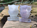Polished Mini Rainbow Fluorite Owl Carvings - sold per item - From Uis, Namibia - Toprock Gemstones and Minerals 