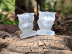Polished Mini Rainbow Fluorite Owl Carvings - sold per item - From Uis, Namibia - Toprock Gemstones and Minerals 