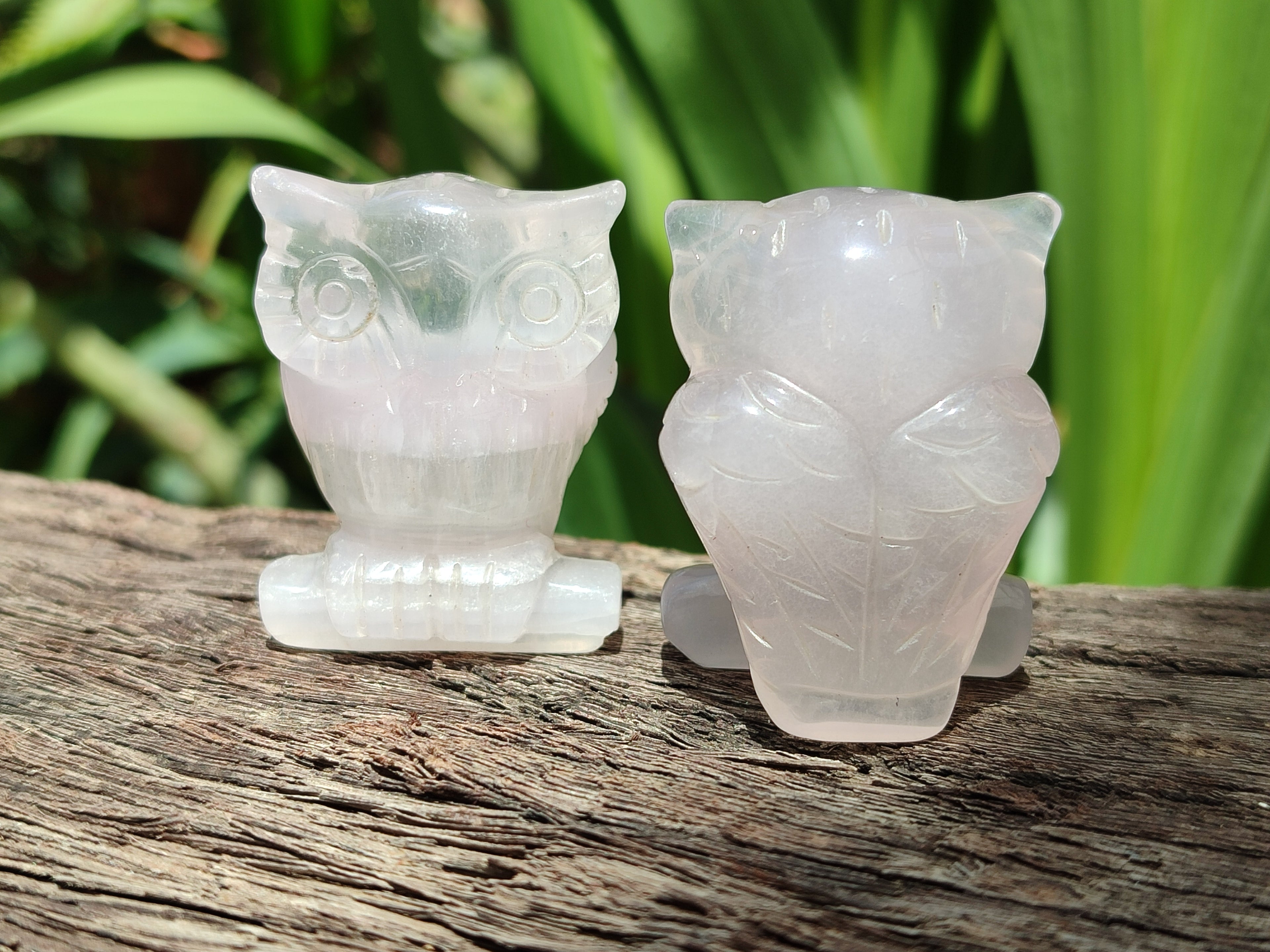 Polished Mini Rainbow Fluorite Owl Carvings - sold per item - From Uis, Namibia - Toprock Gemstones and Minerals 