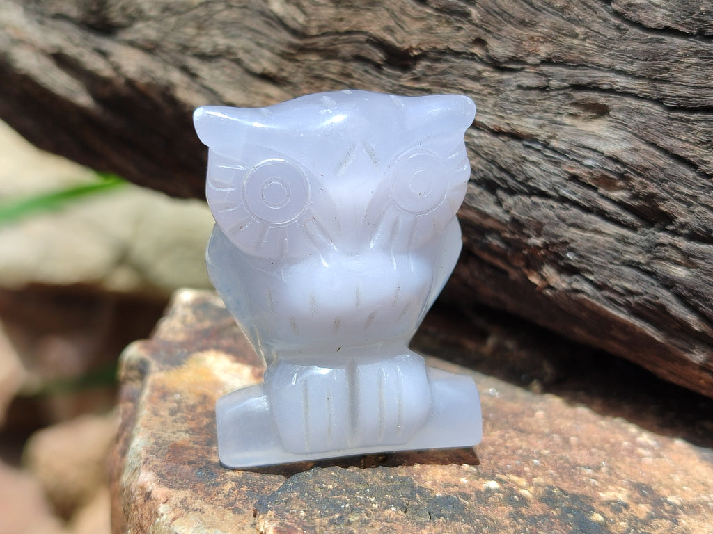 Polished Mini Rainbow Fluorite Owl Carvings - sold per item - From Uis, Namibia - Toprock Gemstones and Minerals 