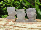 Polished Mini Rainbow Fluorite Owl Carvings - sold per item - From Uis, Namibia - Toprock Gemstones and Minerals 