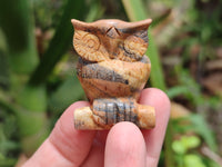 Polished Small Namibian Desert Picture Stone Jasper Owl Carving - sold per item - From Namibia - Toprock Gemstones and Minerals 