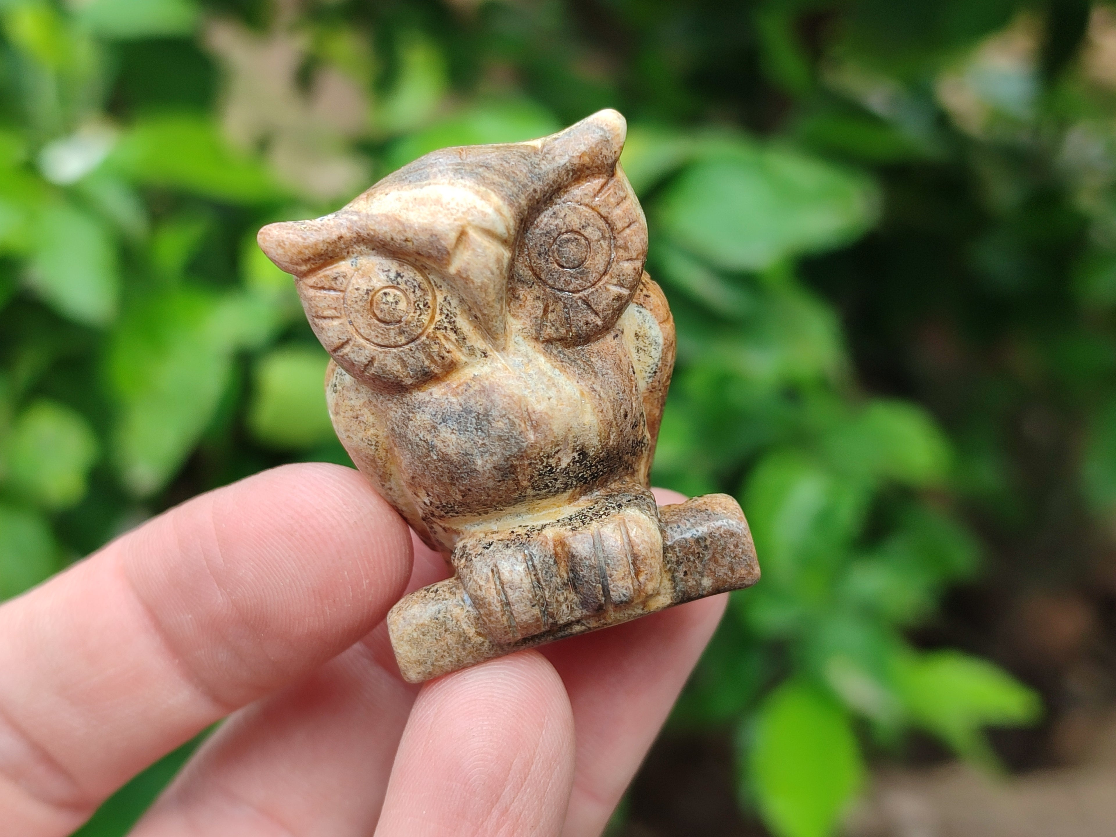 Polished Small Namibian Desert Picture Stone Jasper Owl Carving - sold per item - From Namibia - Toprock Gemstones and Minerals 