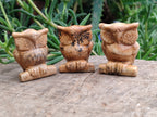 Polished Small Namibian Desert Picture Stone Jasper Owl Carving - sold per item - From Namibia - Toprock Gemstones and Minerals 