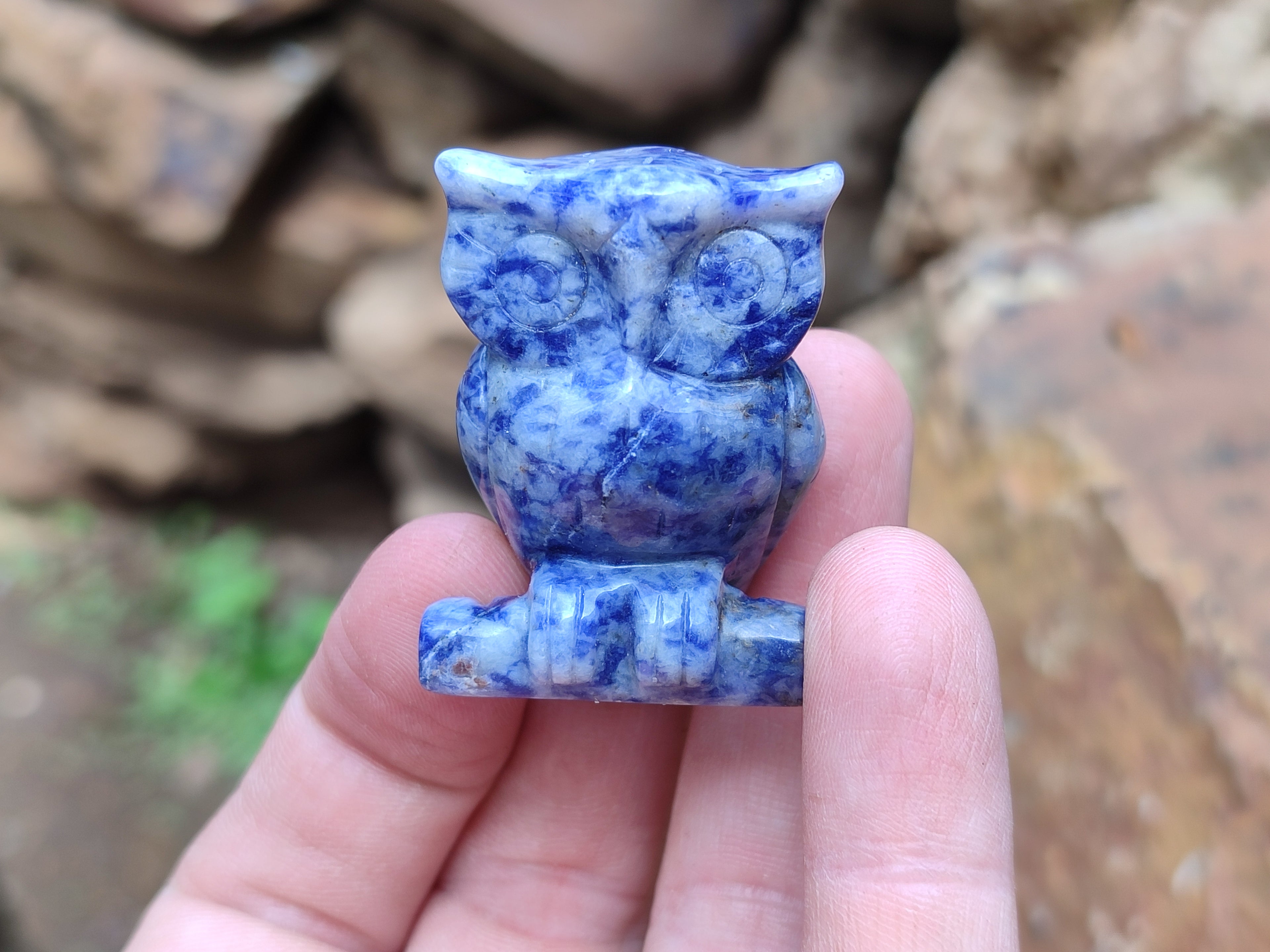 Polished Sodalite Owl Carvings - sold per item - From Namibia - Toprock Gemstones and Minerals 