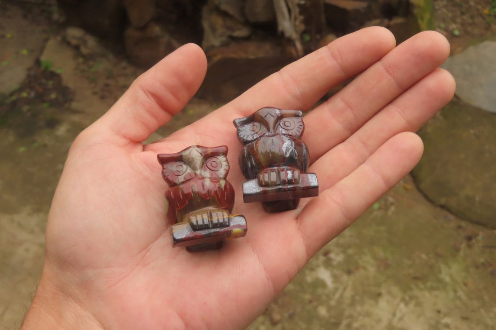 Polished Mini Banded Tiger Iron Jasper Owl Carvings - sold per item - From Australia - Toprock Gemstones and Minerals 