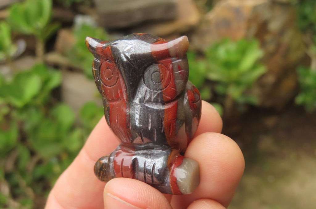 Polished Mini Banded Tiger Iron Jasper Owl Carvings - sold per item - From Australia - Toprock Gemstones and Minerals 
