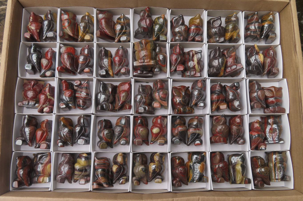 Polished Mini Banded Tiger Iron Jasper Owl Carvings - sold per item - From Australia - Toprock Gemstones and Minerals 