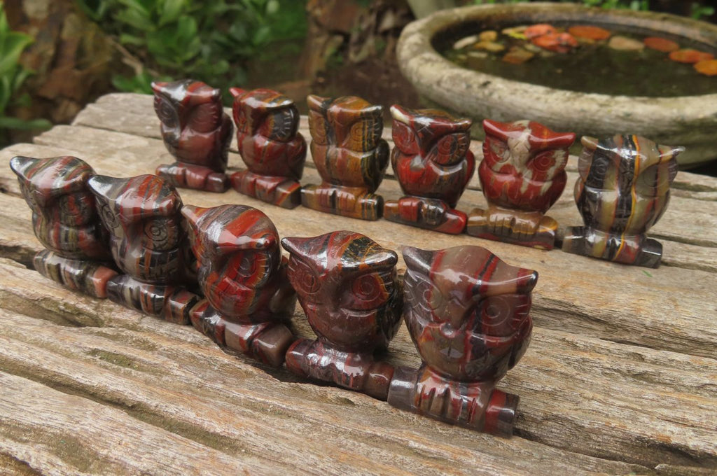 Polished Mini Banded Tiger Iron Jasper Owl Carvings - sold per item - From Australia - Toprock Gemstones and Minerals 