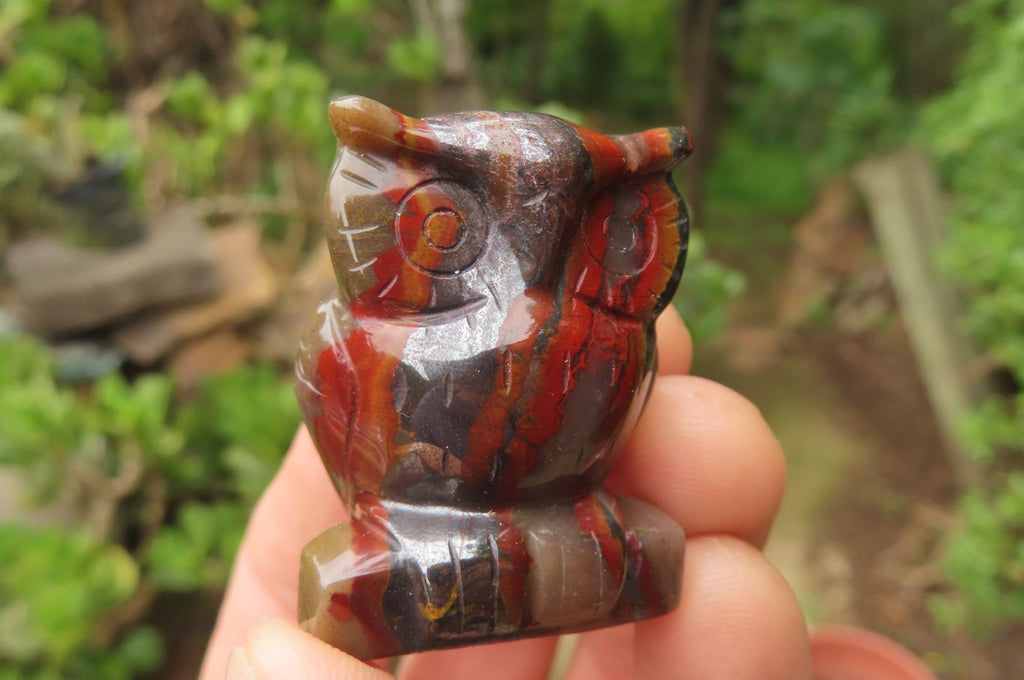 Polished Mini Banded Tiger Iron Jasper Owl Carvings - sold per item - From Australia - Toprock Gemstones and Minerals 