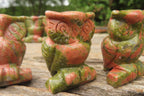 Polished Mini Unakite Owl Carvings - sold per item - From South Africa - Toprock Gemstones and Minerals 