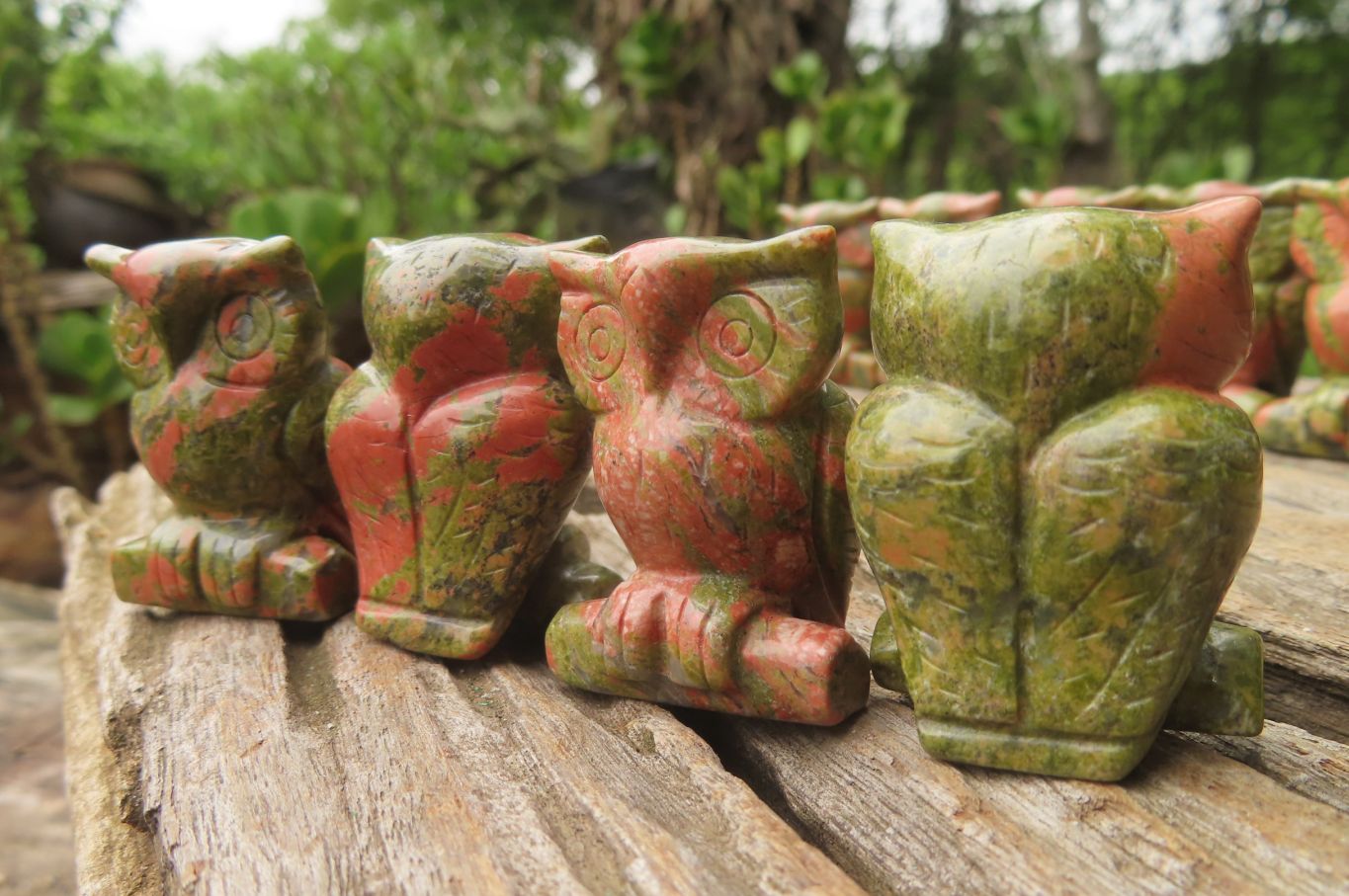 Polished Mini Unakite Owl Carvings - sold per item - From South Africa - Toprock Gemstones and Minerals 
