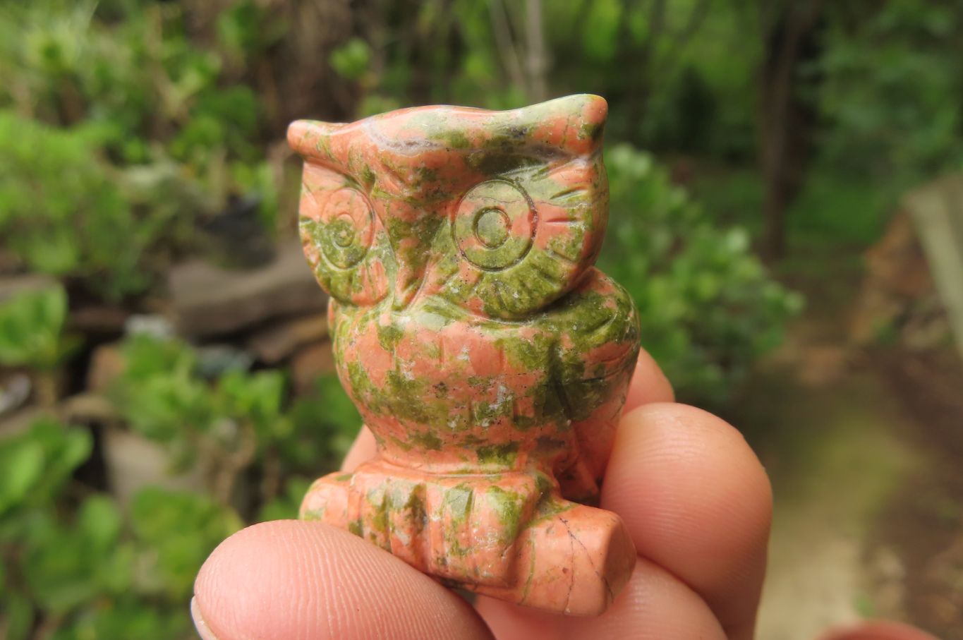 Polished Mini Unakite Owl Carvings - sold per item - From South Africa - Toprock Gemstones and Minerals 