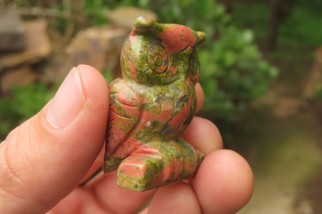 Polished Mini Unakite Owl Carvings - sold per item - From South Africa - Toprock Gemstones and Minerals 