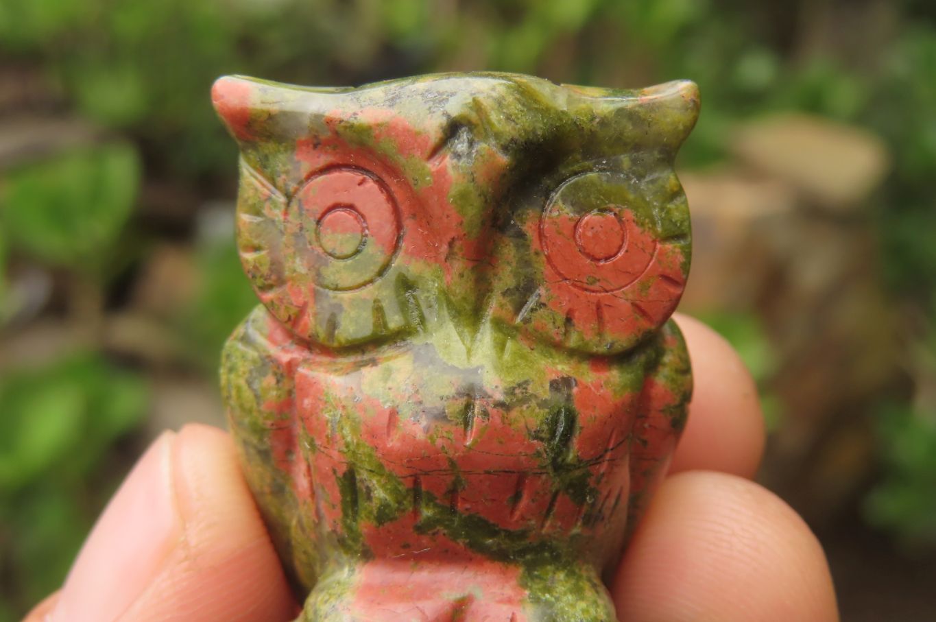 Polished Mini Unakite Owl Carvings - sold per item - From South Africa - Toprock Gemstones and Minerals 