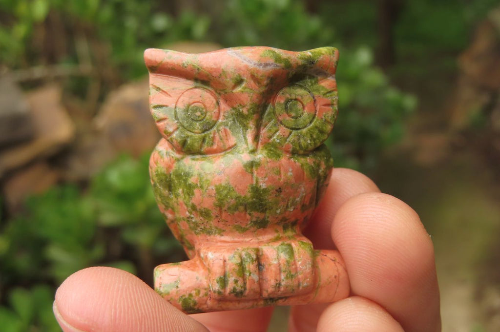 Polished Mini Unakite Owl Carvings - sold per item - From South Africa - Toprock Gemstones and Minerals 