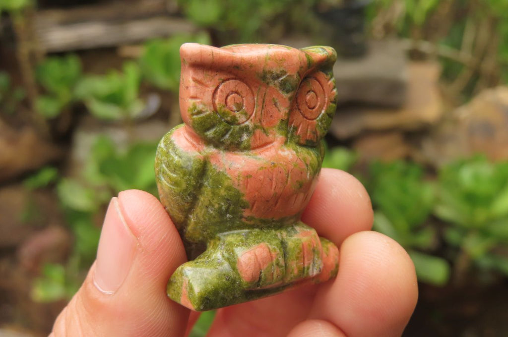Polished Mini Unakite Owl Carvings - sold per item - From South Africa - Toprock Gemstones and Minerals 