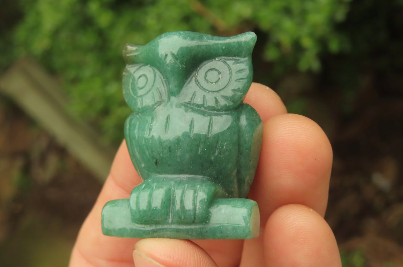 Polished Mini Aventurine Owl Carvings - sold per item - From Zimbabwe - Toprock Gemstones and Minerals 