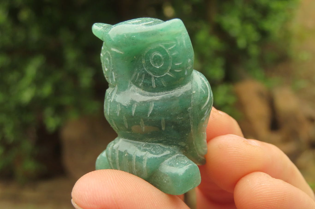 Polished Mini Aventurine Owl Carvings - sold per item - From Zimbabwe - Toprock Gemstones and Minerals 