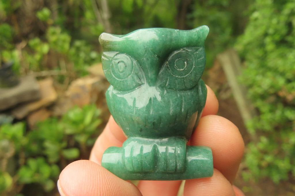 Polished Mini Aventurine Owl Carvings - sold per item - From Zimbabwe - Toprock Gemstones and Minerals 