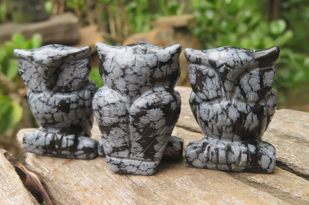 Polished Mini Snowflake Obsidian Owl Carvings - sold per item - From Mexico - Toprock Gemstones and Minerals 