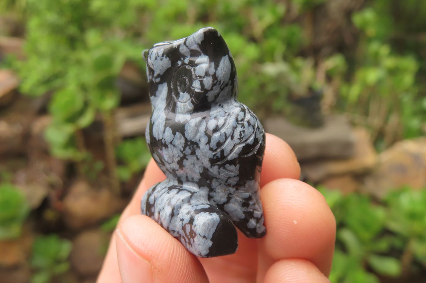 Polished Mini Snowflake Obsidian Owl Carvings - sold per item - From Mexico - Toprock Gemstones and Minerals 