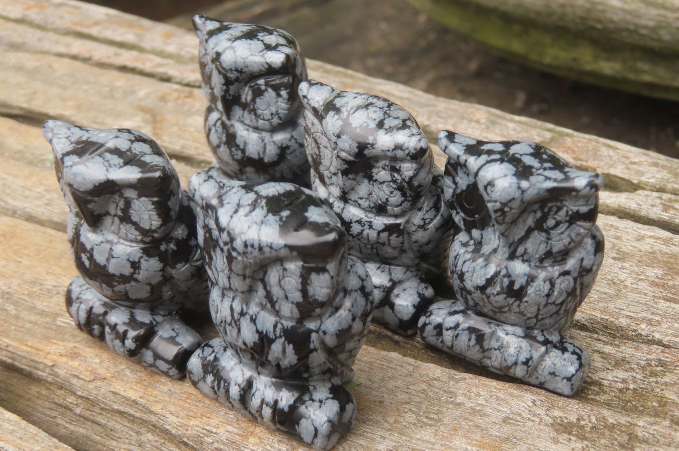 Polished Mini Snowflake Obsidian Owl Carvings - sold per item - From Mexico - Toprock Gemstones and Minerals 