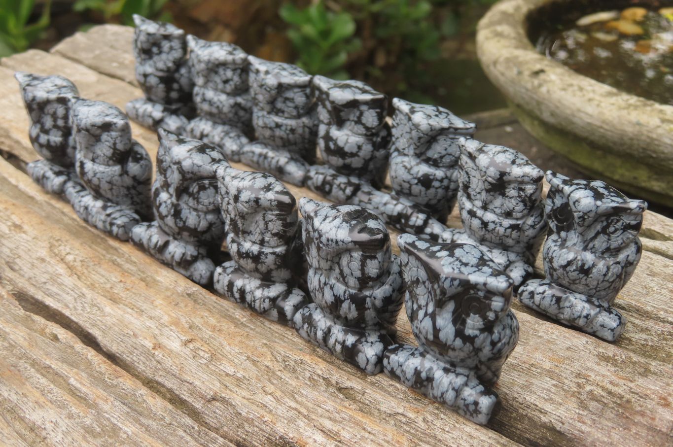 Polished Mini Snowflake Obsidian Owl Carvings - sold per item - From Mexico - Toprock Gemstones and Minerals 