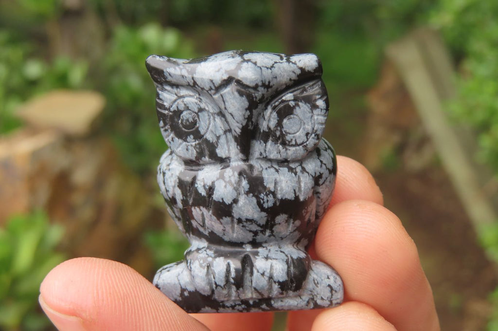 Polished Mini Snowflake Obsidian Owl Carvings - sold per item - From Mexico - Toprock Gemstones and Minerals 
