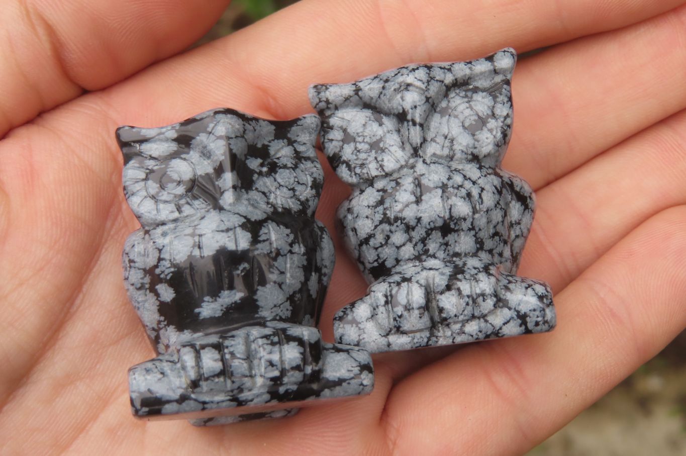 Polished Mini Snowflake Obsidian Owl Carvings - sold per item - From Mexico - Toprock Gemstones and Minerals 