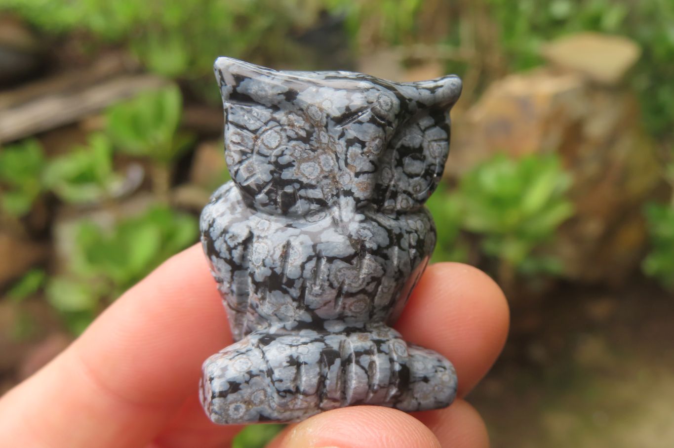 Polished Mini Snowflake Obsidian Owl Carvings - sold per item - From Mexico - Toprock Gemstones and Minerals 