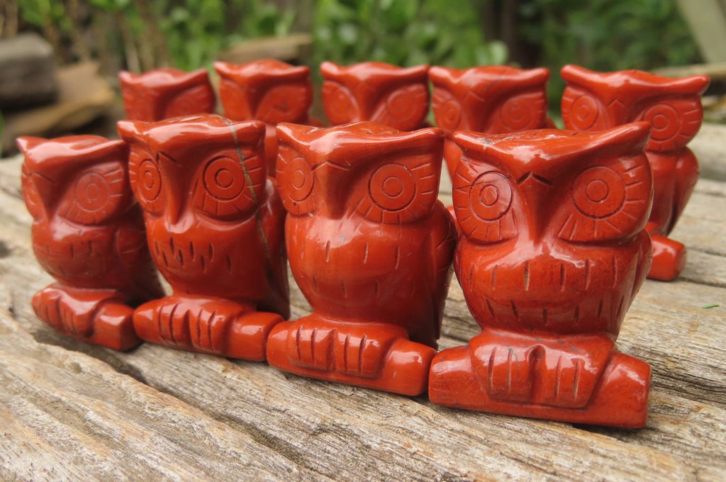 Polished Mini Red Jasper Owl Carvings - sold per item - From South Africa - Toprock Gemstones and Minerals 