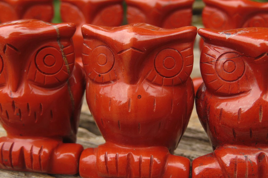 Polished Mini Red Jasper Owl Carvings - sold per item - From South Africa - Toprock Gemstones and Minerals 